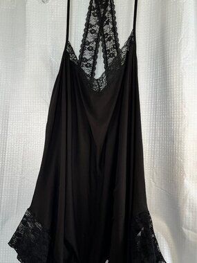 Secret Treasures Black Chemise Slip Lace Trimmed Nightgown 2X